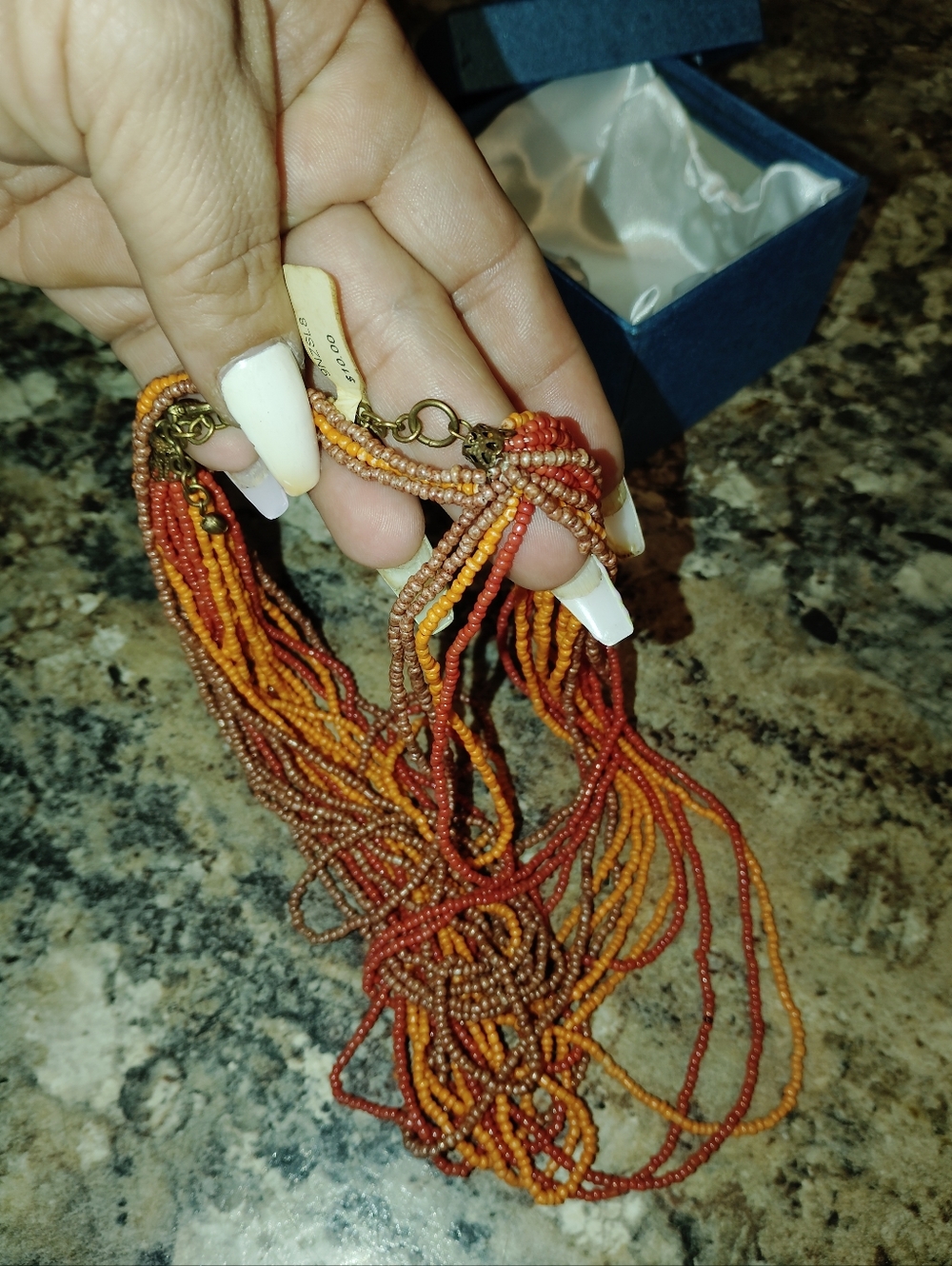 Warm Tone Beaded Necklace Multi Strand.Nwt - Picture 3 of 16